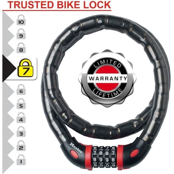MASTER LOCK Kabelbroms för Cykel - Perfekt för Cykel, Elektrisk Cykel, Skateboard, Barnvagnar, Gräsklippare och annan Utrustning
