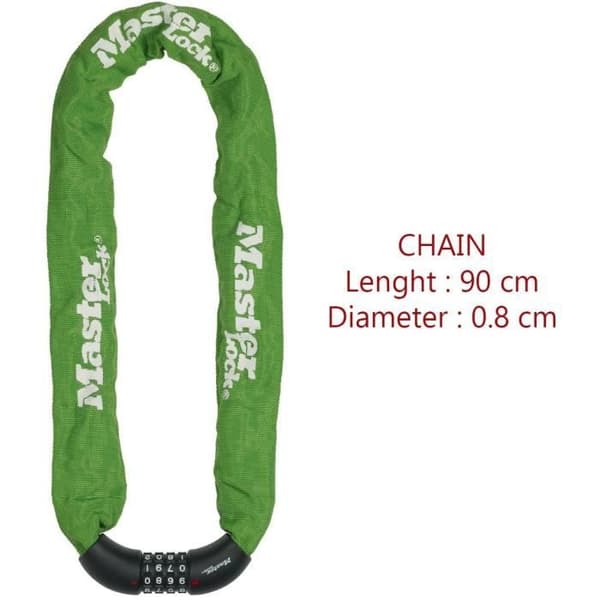 Cykelkedjelås - MASTER LOCK - Cykelstöldskyddskedja - 90 cm x 8 mm - Hög säkerhet