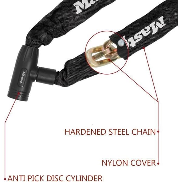 Cykellåskedja - MASTER LOCK - 90 cm lång - Case-härdat stål resistent mot skärning och sågning