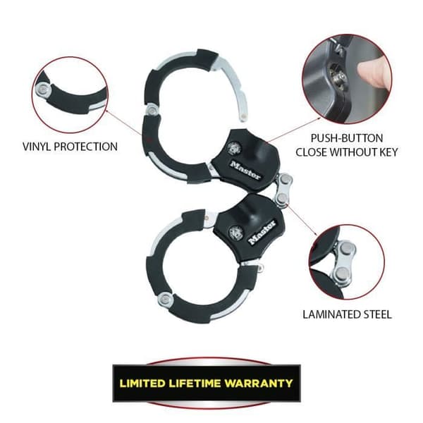 Stöldskydds Masterlock handbojor i härdat stål, 7,6 cm i diameter, 1 länk