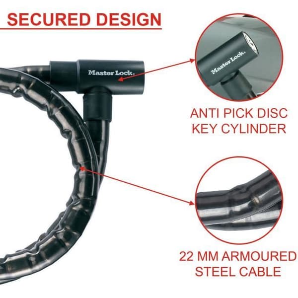 Master Lock 8115EURDPS Steel Keyed Kabellås - Svart