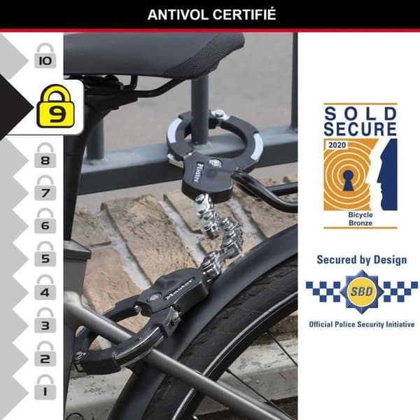 Antivol Masterlock Menotter Antivol Street Cuff i förkromat stål