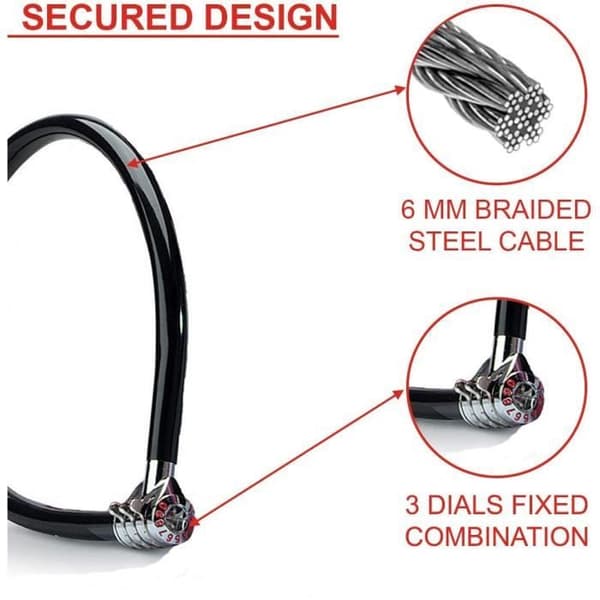 Kombinationscykellås - MASTER LOCK - 55cm - Stel kabel - Blå - Fritidscykling