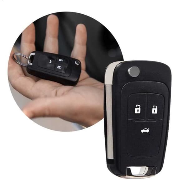 OcioDual 3-knapps fällbart nyckelskal kompatibelt med Opel Astra Insignia Zafira