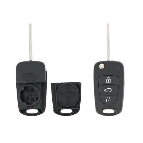 Anpassningsbar Kia nyckelfob 3 knappar - KLEMAX - KIA307 - Knapp 7,4L - Utbytbar blad 3 - Plats för batteri