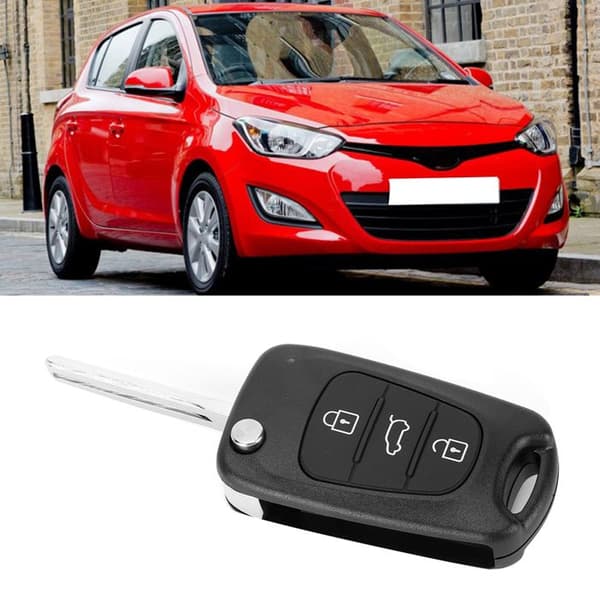 Fällbar bilnyckel med 3 knappar, kompatibel med Hyundai I20, I30, IX35