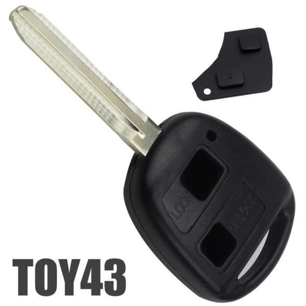 OCIODUAL Key Shell Case Fjärrkontroll 2 knappar med tom blad Pad Svart Kompatibel med Toyota Yaris Corolla RAV4 Toy43