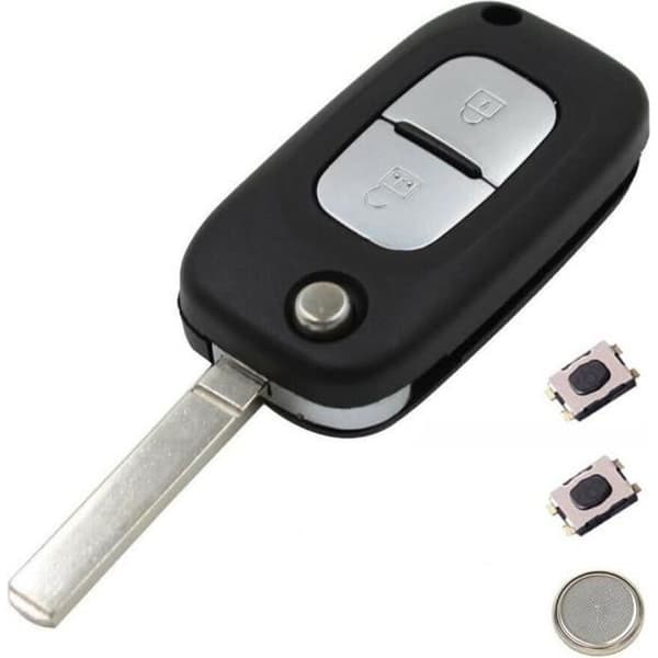 Coque Nyckel Plip Fjärrkontroll för Renault Clio 3 Kangoo Master Modus Trafic Twingo Wind Megane -2 Knappar- med 2 Switchar + Batteri
