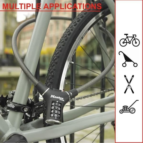 Cykellås - MASTER LOCK - 8229EURDPRO - 90 cm kabel - Svart - Tvinnat stål