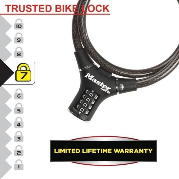 Cykellås - MASTER LOCK - 8229EURDPRO - 90 cm kabel - Svart - Tvinnat stål
