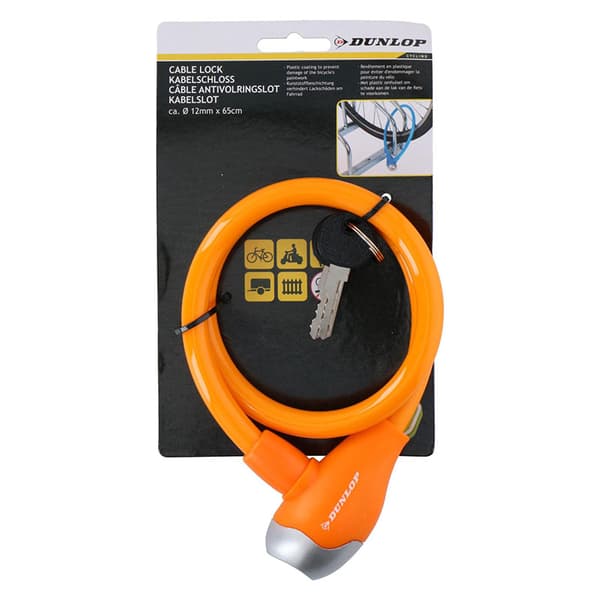 Dunlop-Nyckelförsettspiralcykellås(orange)