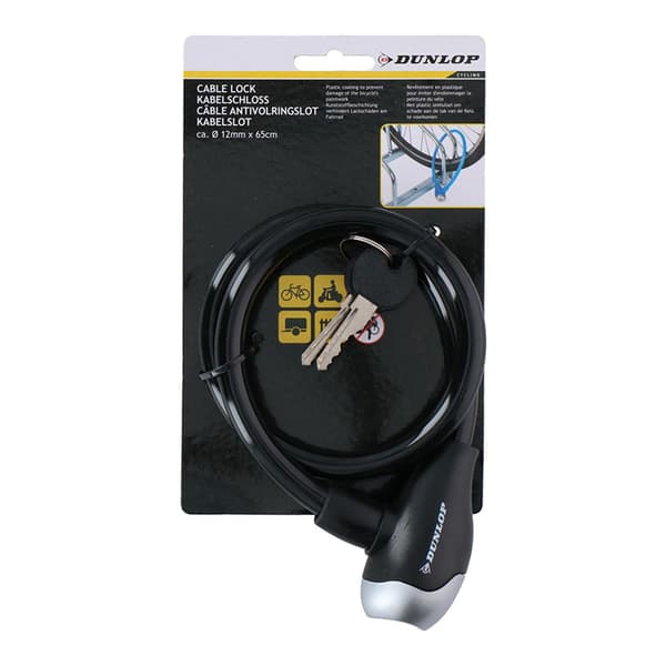 Dunlop-Nyckelförsettspiralcykellås(svart)