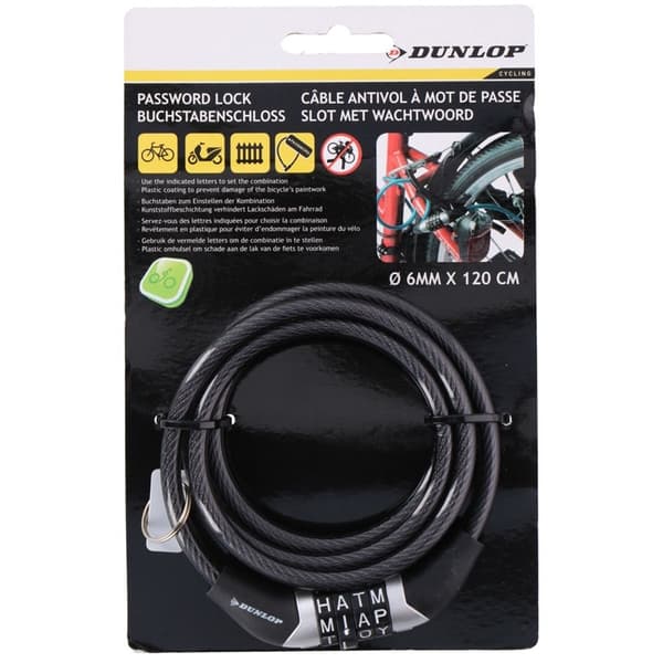 Dunlop-Polkupyöränlukkoyhdistelmällä(musta)