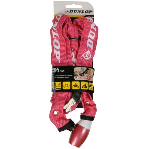 Dunlop-Cykellåsmedkedjelås120cm(Rött)