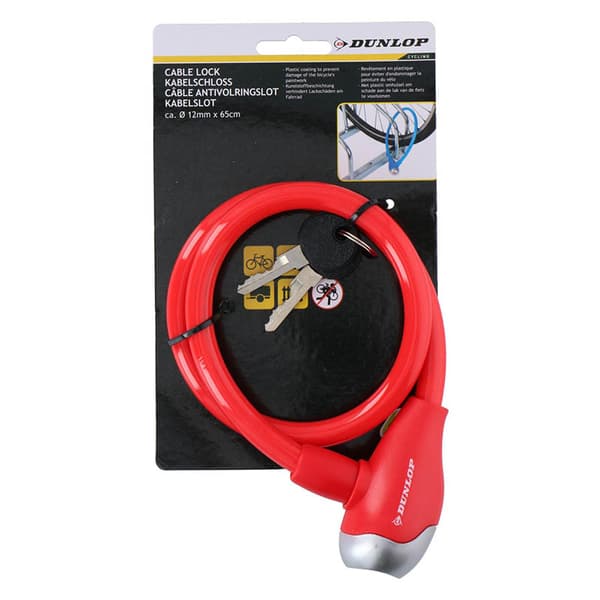 Dunlop-Nyckelförsettspiralcykellås(rött)