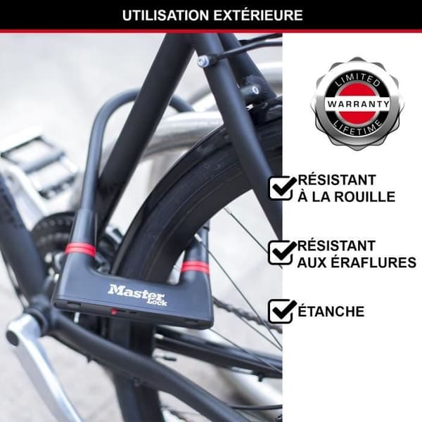 U Bike Lock - MASTER LOCK - 8279EURDPRO - Case-härdat stål, nyckel, certifierad