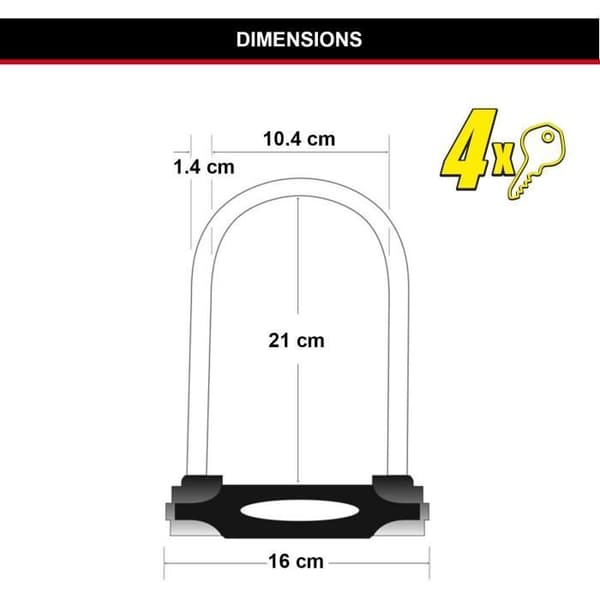 U Bike Lock - MASTER LOCK - 8279EURDPRO - Case-härdat stål, nyckel, certifierad