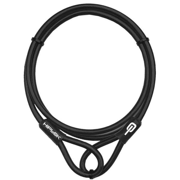 Cykel Lås - HipLok - Dubbel Loop Kabel - 200cm - Plastöverdragen Stål - Svart