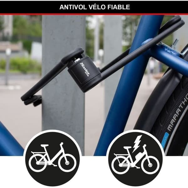 Taittuva polkupyörän lukko - MASTER LOCK - 8335EURDPRO - Karkaistua terästä, 4 avainta, pidike sisältyy hintaan