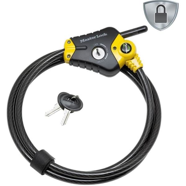 Varkaudenesto - MASTER LOCK - Python 8433EURD - Säädettävä pituus 30 cm - 1,8 m - Kierretty teräs - Musta