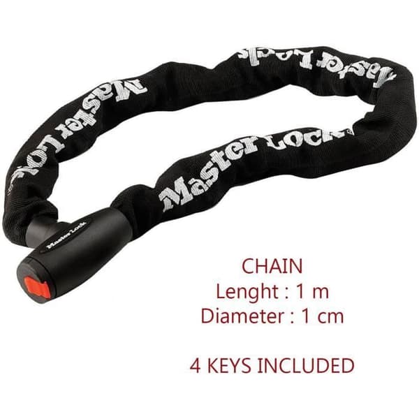 Moottoripyörän varkaudenestolaite - MASTER LOCK - 10 mm:n pintakarkaistu teräsketju - 1 m pitkä