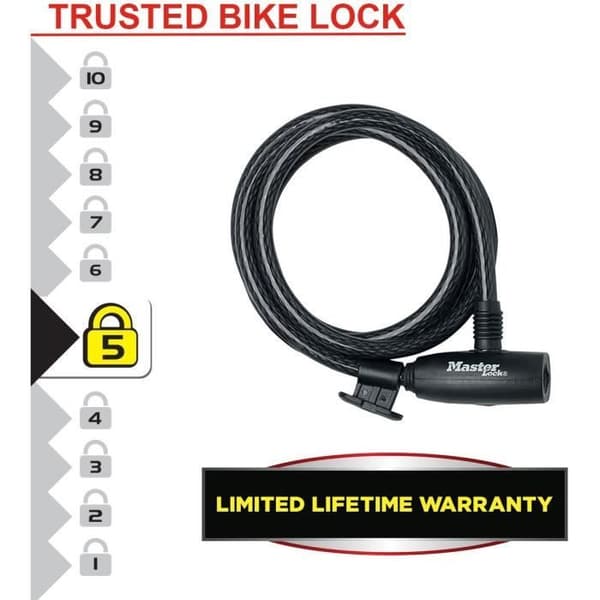 Polkupyörän vaijerilukko - MASTER LOCK - 8232EURDPRO - 1,8 m vaijeri - avain - ulkokäyttöön