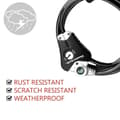 Pikkukuva 3 / 6: MASTER LOCK Patentoitu varkaudenestovaijeri, jonka pituus on säädettävissä 30 cm:stä 1,8 metriin