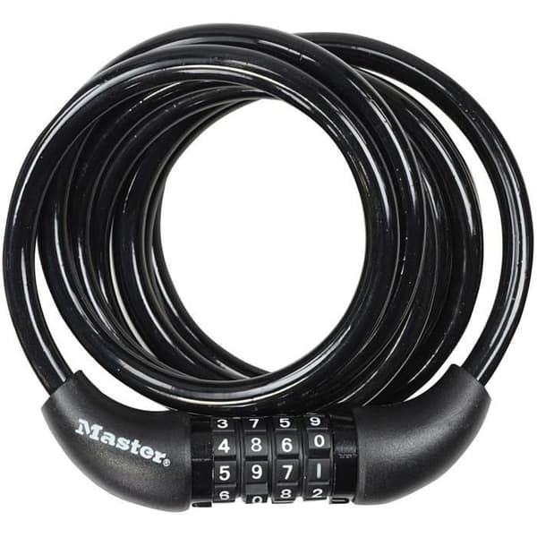Polkupyörän lukko - MASTER LOCK - 8221EURDPRO - 1,8 m kierretty kaapeli - ohjelmoitava yhdistelmä