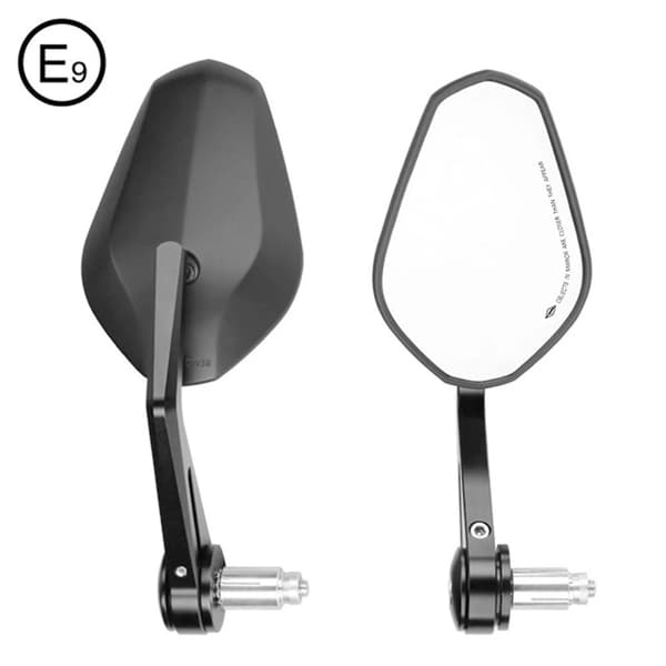 Motorcykel Bar End Spejl, 360° Vinkeljustering, Holdbar Aluminium Konstruktion,Firkant