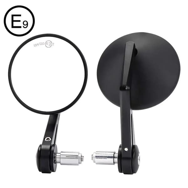 Motorcykelstyremirror, 360-graders justering, universel pasform til 7/8” styr,Rund