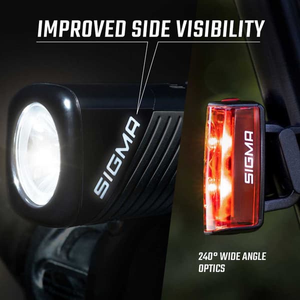 Sigma For-og Baglygtesæt 800fl & Rl80 Sort 800 Lumens
