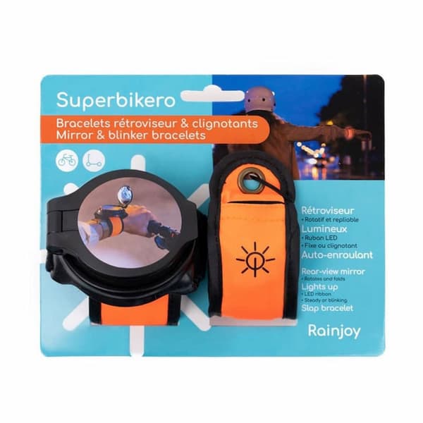 Superbikero Cykelarmbånd Med Bakspejl Og Blink Duo Gylden