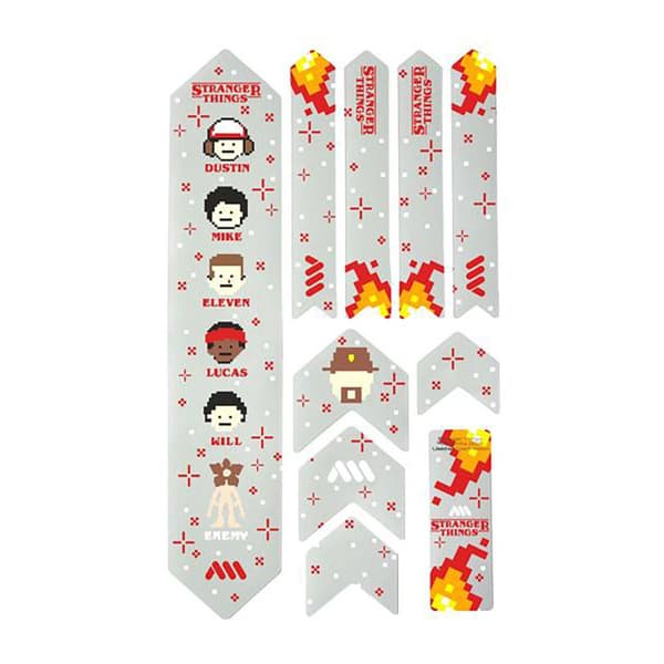 All Mountain Style Pyörän Runko Suojelija Tarrat Stranger Things 8bit Extra Valkoinen