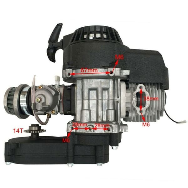 49cc 2-takts motor kit, højtydende motor, komplet installationskit, ideel til minibikes