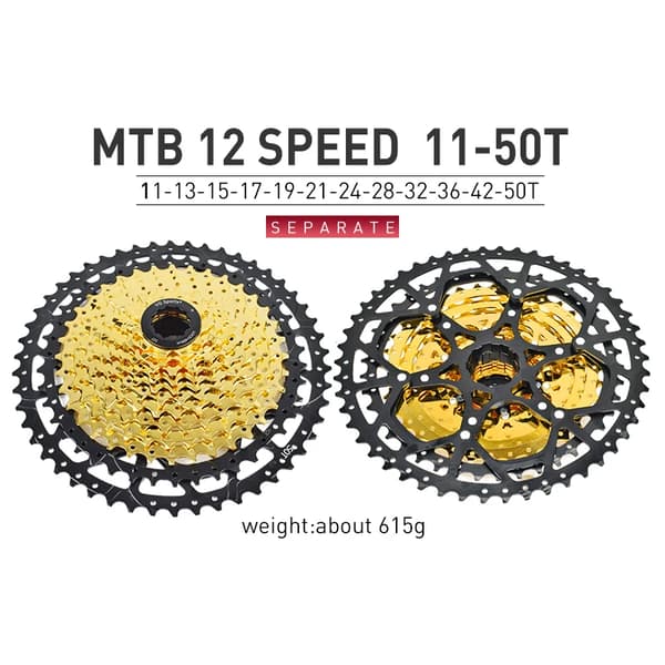 MTB Frikopplingskassett, Flera Växlar, Lättvikts Aluminiumlegering,12s 50t guld