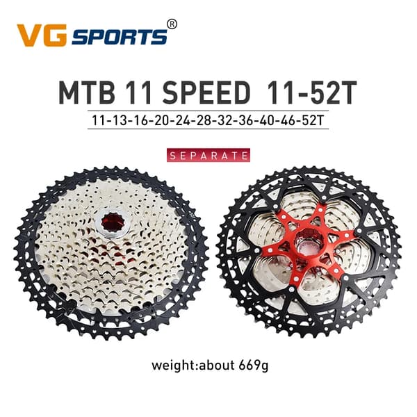 MTB Frikopplingskassett, Flera Växlar, Lättvikts Aluminiumlegering,11s 52t silver