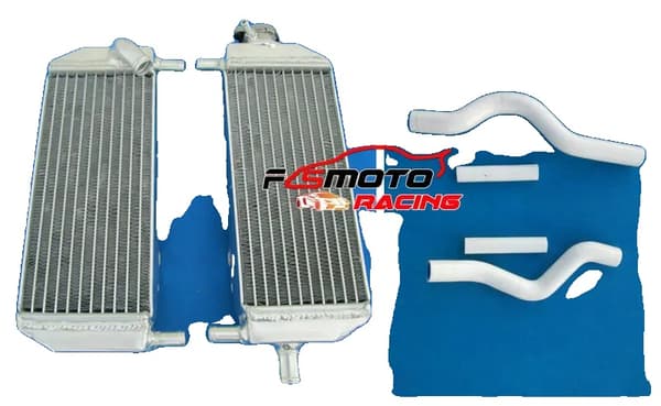 Aluminiumkøler til Suzuki RM250, Holdbar konstruktion, Inkluderer silikoneslanger,HVID