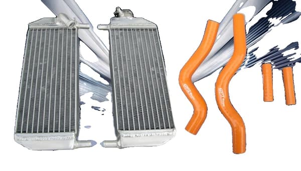 Aluminiumkøler til Suzuki RM250, Holdbar konstruktion, Inkluderer silikoneslanger,Appelsin