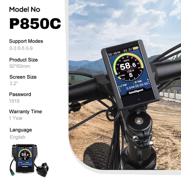 Elcykelkit, LCD-färgskärm, tillämplig på Bafang 8FUN-motor., P850C