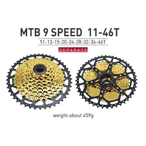 Cykelkassett, Bred Kompatibilitet, Hållbar Konstruktion, 9S 11-46T Guld