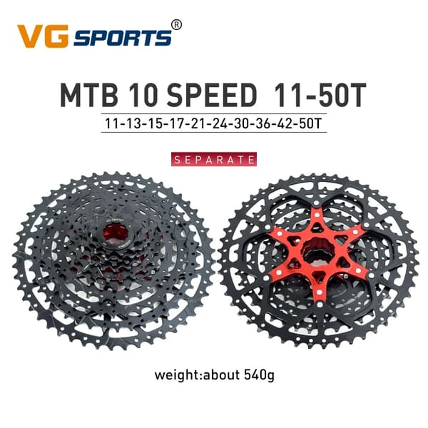 MTB Cykel Frihjul, Hastighet Velocidade, Ultralätt, 1 st 10 s 50 t svart