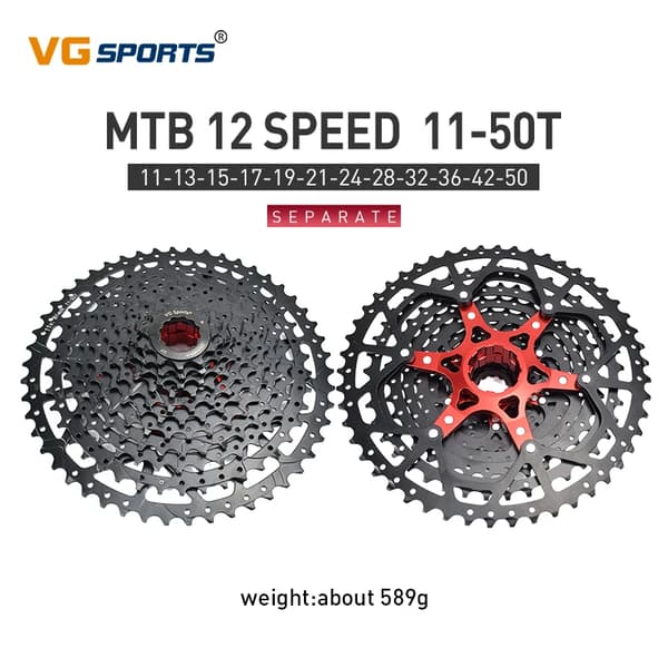 MTB Cykel Frihjul, Hastighet Velocidade, Ultralätt, 1 st 12s 50t svart