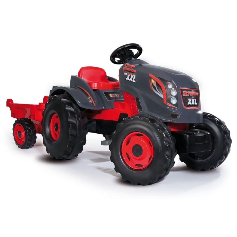 Smoby børnetraktor med trailer Stronger XXL rød og sort