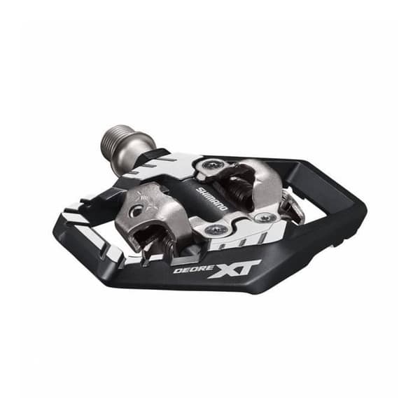 Shimano xt m8120 spd automatisk mtb pedal grå med klossar (par) - bredare yta