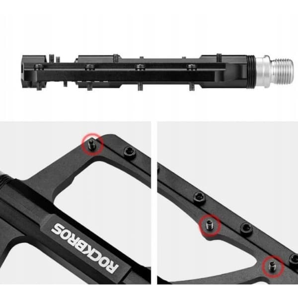 Cykelpedaler i aluminium med stift, svart Rockbros 2018-12BBK