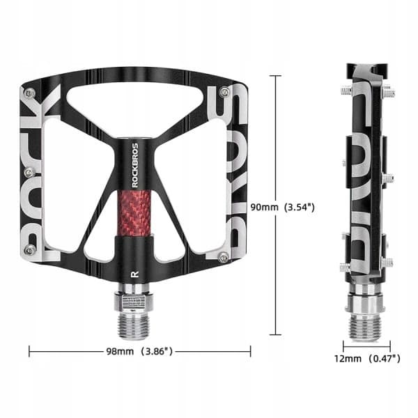 Cykelpedaler i aluminium med stift, svart Rockbros K307T
