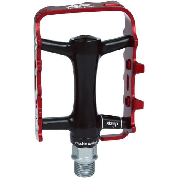 NC-17 Trekking Pro pedaler i röd/svart aluminium för blandade fritidscyklar - Plattformstyp - Vikt 245g