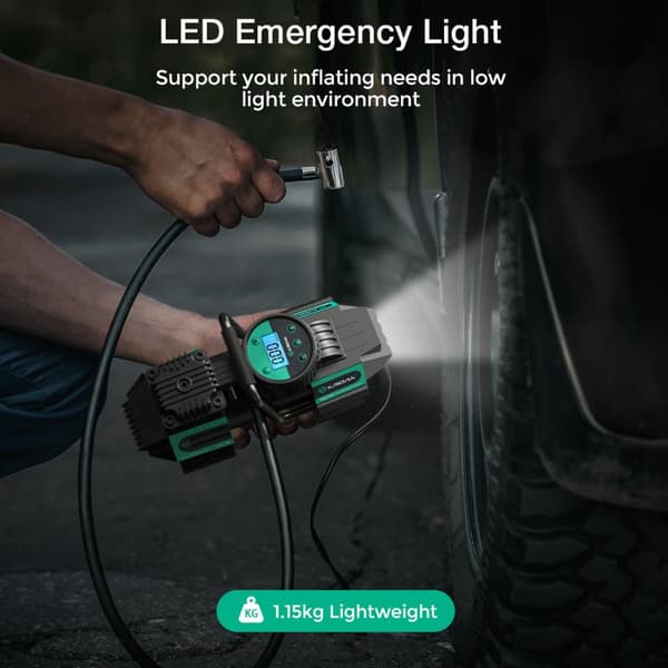 150PSI 110W 5M ciggkabel DC 12V uppblåsbar pumpkompressor Digital LED-däckpump