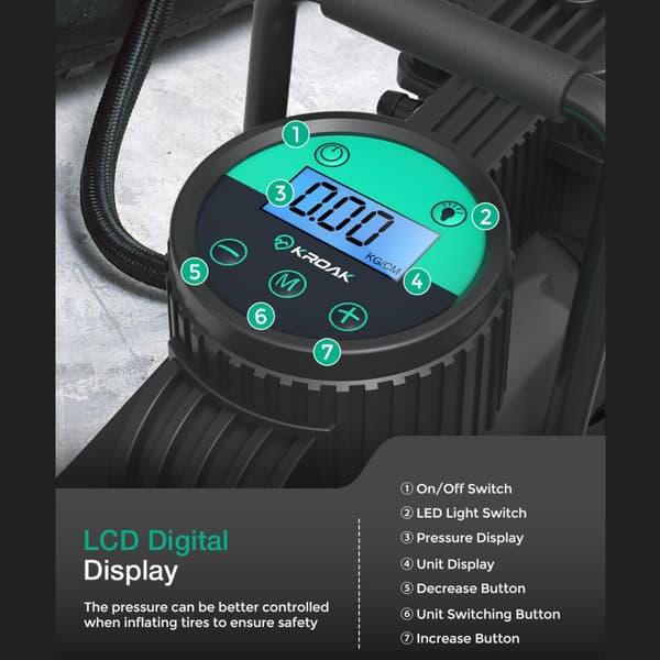 150PSI 110W 5M ciggkabel DC 12V uppblåsbar pumpkompressor Digital LED-däckpump