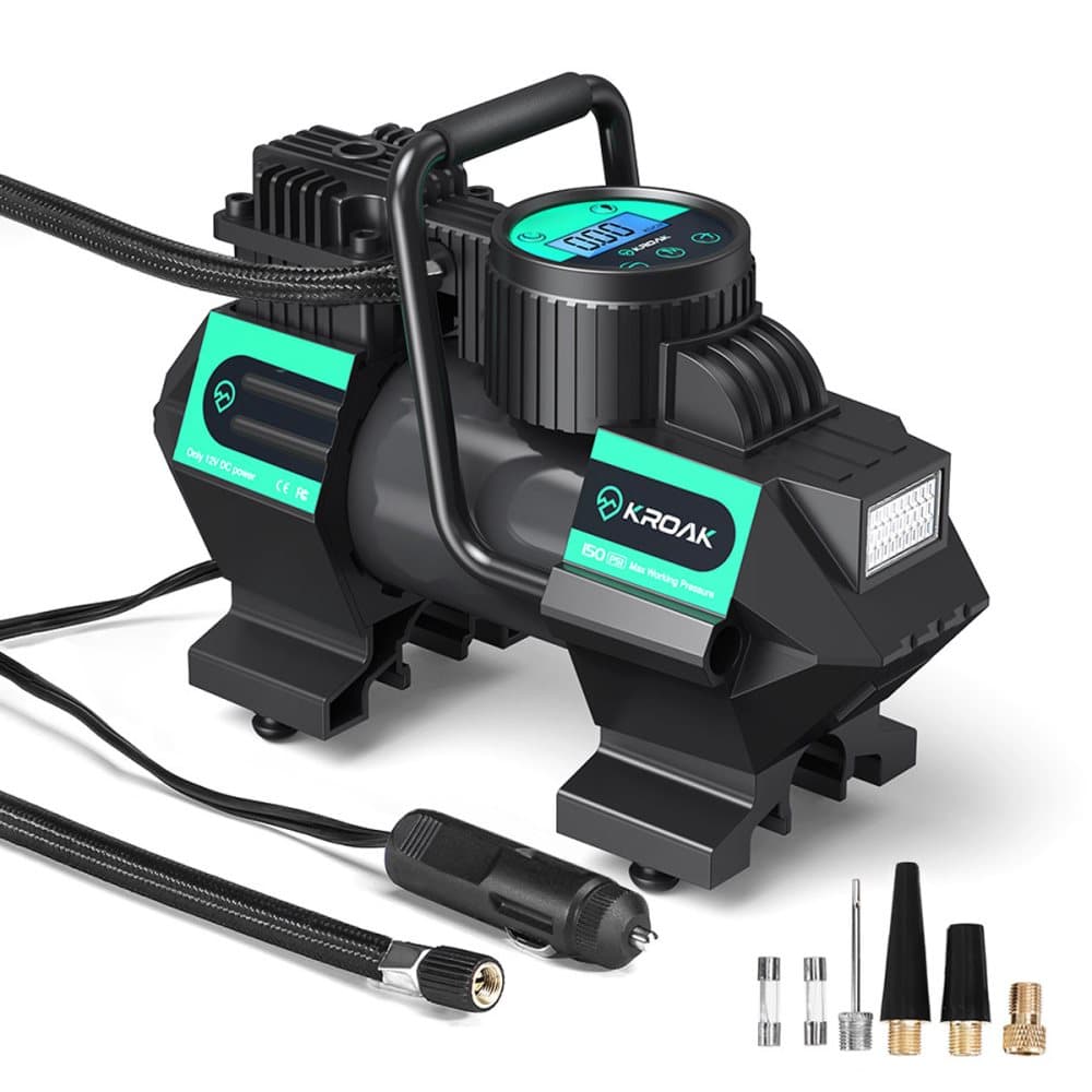 150PSI 110W 5M ciggkabel DC 12V uppblåsbar pumpkompressor Digital LED-däckpump